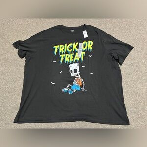 NWT! The Simpsons Bart Skeleton Trick Or Treat Halloween Black T-Shirt Size XXL